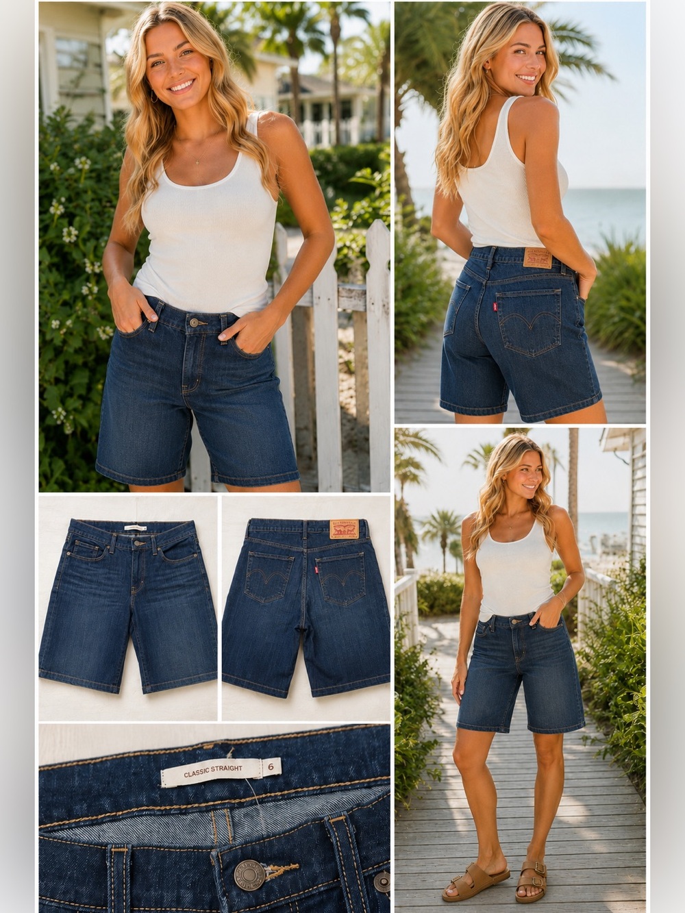 Levi's Classic Straight Deep Blue Denim Bermuda Shorts